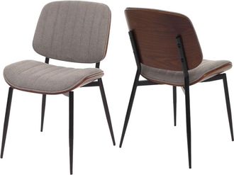 Hhg Juego De 2 Sillas De Comedor Hhg-203, Silla De Cocina Silla, Tejido De Madera Curvada (370 G/m&sup2;) Oeko-tex Mvg, Aspecto Nogal, Gris Claro