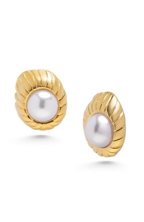 Nialaya Vintage Pearl Earrings in Gold /Pearl at Nordstrom