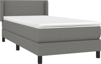 vidaXL Cama Box Spring Con Colch&oacute;n Tela Gris Oscuro 80x200 Cm Vidaxl