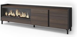 Skraut Home Skraut Home - Mueble Tv, Televisi&oacute;n, Muebles De Sal&oacute;n, Almacenaje, 212x35x61cm, Para Tv Hasta 80, Chimenea El&eacute;ctrica Xxl, Dise&ntilde;o Industrial, Led, Esti