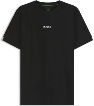BOSS Active Jacquard-stripe slim-fit T-shirt with logo print