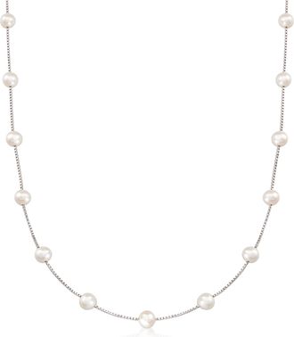 Ross-Simons 6-6.5mm Cultured Pearl Station Necklace in Sterling Silver