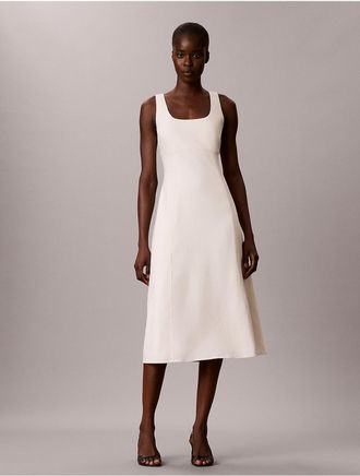 Calvin Klein Jeans Calvin Klein Womens Linen Blend Midi Dress - White - XL
