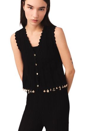 Maje Gold-embellished knit cardigan in Black at Nordstrom, Size X-Small