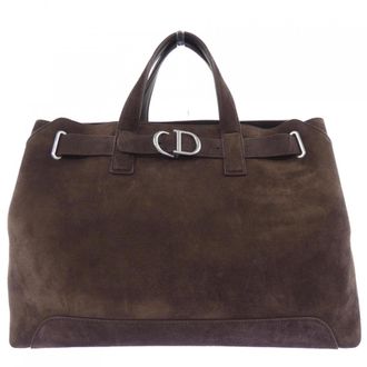 Dior Brown Suede Leather Handbag Tote Bag (Pre-Owned)