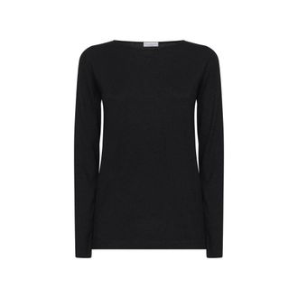 Brunello Cucinelli Brunello Cucinelli, Cashmere Knitwear, female, Black, Size: 2XL Sparkling Cashmere and Silk Boat-Neck Sweater