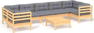 vidaXL Juego De Muebles De Jard&iacute;n 8 Pzas Y Cojines Madera Pino Gris Vidaxl