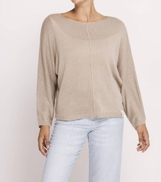 Zhrill Luni Long Sleeve Ribbed Sweater In Sand