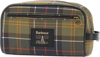 Barbour Geruite toilettas met rits - Groen