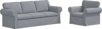 vidaXL Juego De Sof&aacute; 2 Uds. Gris Claro Tela Vidaxl