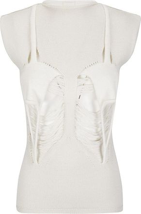 Rick Owens Asymmetrical Black Tank Top With Draped Fabric And High Neckline