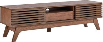 Beliani Mueble de TV madera oscura estante almacenaje gestión de cables moderno Detroit