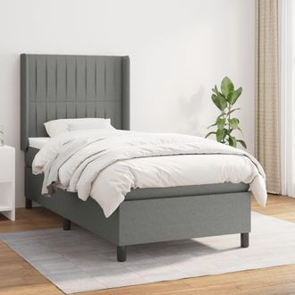 vidaXL Cama Box Spring Con Colch&oacute;n Tela Gris Oscuro 80x200 Cm Vidaxl