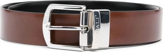 Canali logo-engraved reversible leather belt - Bruin