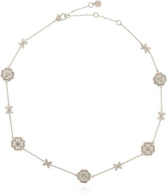 Kate Spade New York Heritage Bloom mother-of-pearl necklace - women - Mother of Pearl/Brass/Cubic Zirconia - One Size - Silver