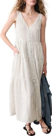 Marine Layer Corinne Stripe Sleeveless Organic Cotton Maxi Dress in Black Mini Stripe at Nordstrom, Size X-Small