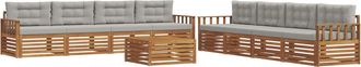 vidaXL Conjunto De Sof&aacute;s De Exterior 9 Uds. Natural Y Gris Claro Vidaxl
