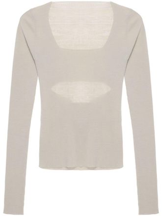 Quira long-sleeve ribbed-knit top - women - Cupro/Cotton/Viscose - L - Neutrals