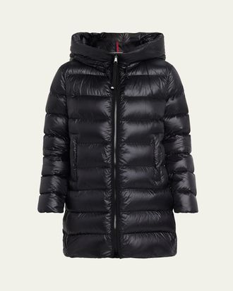 Moncler Suyenne Hooded Mid-Length Down Jacket