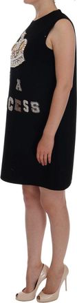 Dolce & Gabbana Womens Black I Am A Princess Crystal Shift Dress Wool