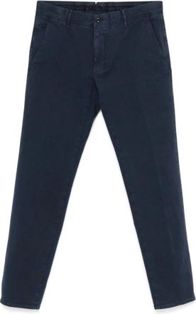 Incotex Marineblauwe Katoenen Straight-leg Broek - Heren - Chinos - Blauw - W33 - Katoen - Broeken