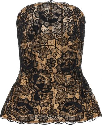Elie Saab Guipure kanten top - Dames - Tops zonder mouwen - Zwart - S - Polyester - Tops