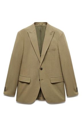 Mango Slim Fit Lyocell & Cotton Blend Sport Coat in Khaki at Nordstrom, Size 38