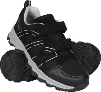 Mountain Warehouse Cannonball Kids Walking Shoes - Lightweight & Soft Suede & Textile Sneakers with Ankle Support - for Spring Summer Travelling & Camping Jet Black Juni