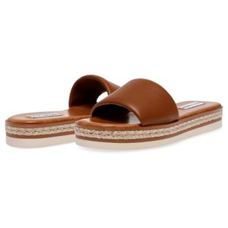 Steve Madden Enough Sandals Womens Cognac Leather Slip On Slide ZOGG2948