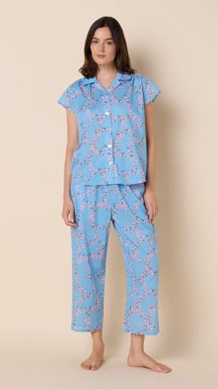The Cats Pajamas Voile Capri Set in Skyblush Garland at Nordstrom, Size X-Large