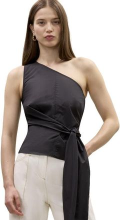 Rebecca Taylor Isla Poplin Top in Black at Nordstrom, Size 6