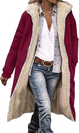 Generic Womens Quilted Jacket Long Winter Coats for Women Uk Waterproof Fleece Faux Fur Lined Quilted Ladies Parka Puffer Jackets Hood Warm Plus Size Hooded T