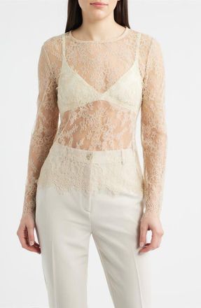 Kobi Halperin Fallon Sheer Lace Top in Antique at Nordstrom, Size X-Large
