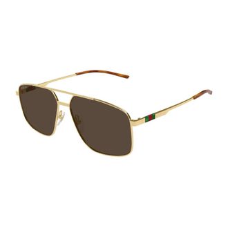 Gucci Stijlvolle zonnebril met bruine glazen - unisex - Zonnebrillen - Geel - 60 MM - Accessoires