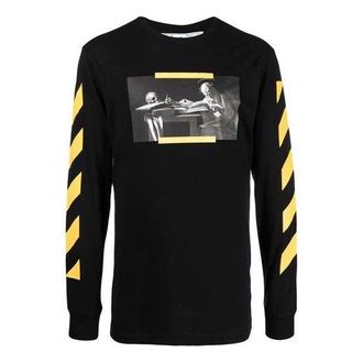 Off-white Mens Off-White FW21 Caravaggio Painting Long Sleeves Black T-Shirt OMAB001F21JER0041084