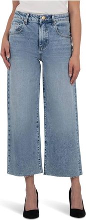 Kut from the Kloth Gwen High Rise Wide Leg Slouchy Raw Hem Jeans In Well W/medium Base Wash