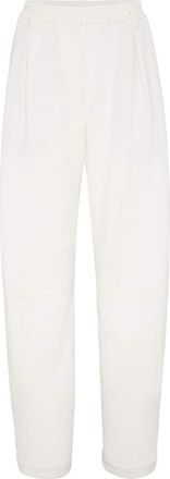 Brunello Cucinelli pintuck-detail straight-leg trousers - women - Cotton/Linen/Flax - 42 - White