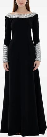 Dina Melwani Abito da sera con decorazione - Nero