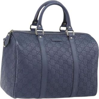 Gucci Pre-owned Handbags, female, Blue, Size: ONE SIZE Pre-owned Canvas Handbag