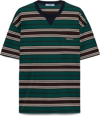 Prada Gestreept T-shirt - Bruin