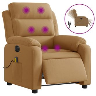 vidaXL Sill&oacute;n Reclinable De Masaje El&eacute;ctrico Terciopelo Marr&oacute;n Vidaxl