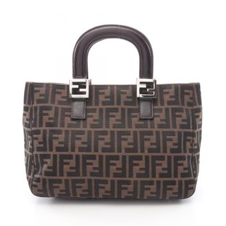 Fendi Brown Canvas Leather Handbag Tote Bag (Pre-Owned)