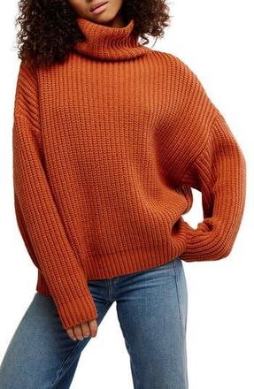 Free People Swim Too Deep Turtleneck Sweater in Goldrust at Nordstrom Rack, Size X-Small