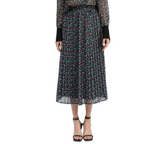 En Saison Alicia Midi Skirt Womens Black Multi Printed Chiffon A-Line PALL52