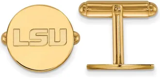 Diamond2Deal Sterling Silver Gold-plated Louisiana State University L-S-U Cuff Links