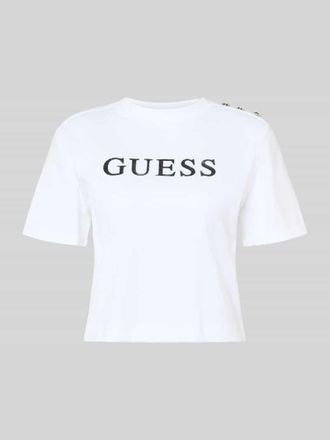 Guess Cropped T-Shirt mit Logo Modell MARINA in Weiss, Gr&ouml;&szlig;e XL