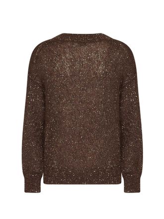 Brunello Cucinelli Womens Cotton Knit Sweater Dark Chocolate Brown
