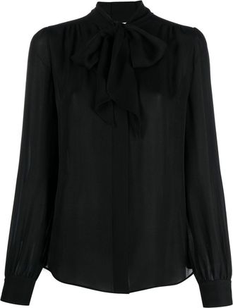 Moschino pussy-bow silk shirt - women - Silk - 40 - Black