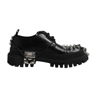 Dolce & Gabbana Zwarte Leren Trekking Derby Schoenen - Heren - Veterschoenen - Zwart - 43 EU - Leer - Schoenen