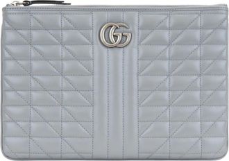 Gucci Gewatteerde leren clutch - Dames - Portefeuilles - Grijs - ONE Size - Leer - Accessoires